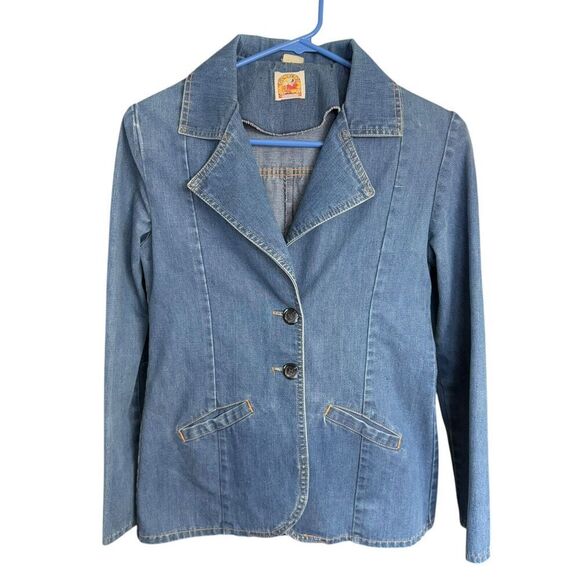 Vtg 70's Fancy Props Denim Jean Jacket Sz Medium Bohemian Hippie Groovy - Picture 1 of 8